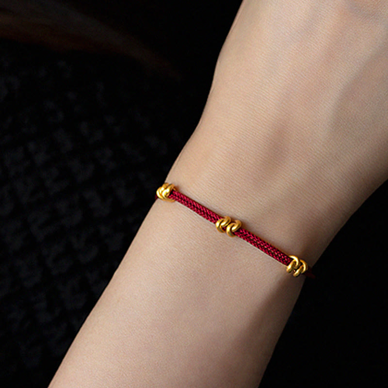 Buddhist Blessing 999 Gold Wish Knot Design Handmade Luck Braided Rope Bracelet