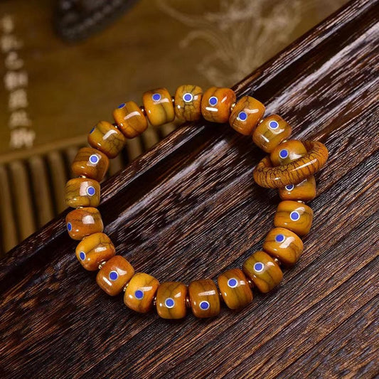 Buddhist Blessing Vintage Tibetan Bone Beads Lazurite Balance Braided Rope Bracelet