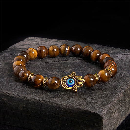 Buddhist Blessing Tiger Eye Beads Evil Eye Courage Bracelet