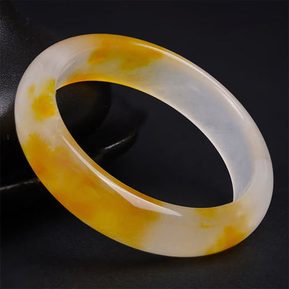 Buddhist Blessing Yellow Chalcedony Harmony Positivity Bracelet Bangle