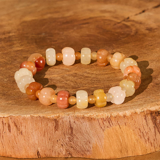 Buddhist Blessing Golden Silk Jade Pumpkin Beads Wealth Luck Bracelet