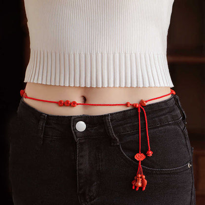 Buddhist Blessing Natural Cinnabar Calm Blessing Red String Belly Chain