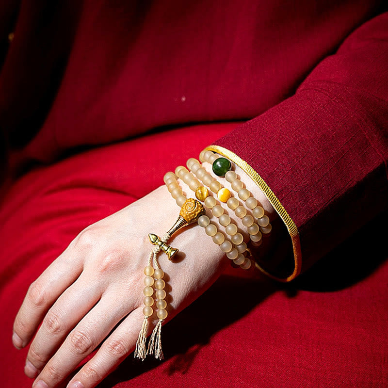 Buddhist Blessing Tibet 108 Mala Beads Chinese Zodiac Natal Buddhist Blessing Natural Sheep Horn Wealth Bracelet