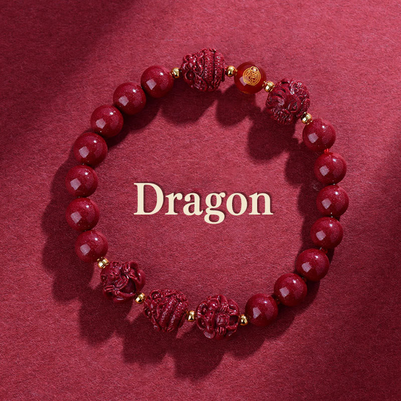 Buddhist Blessing Chinese Zodiac Cinnabar Keep Away Evil Spirits Blessing Bracelet