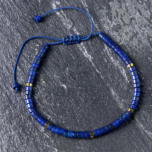 Buddhist Blessing Natural Lazurite Spacer Bead Positive Balance Bracelet