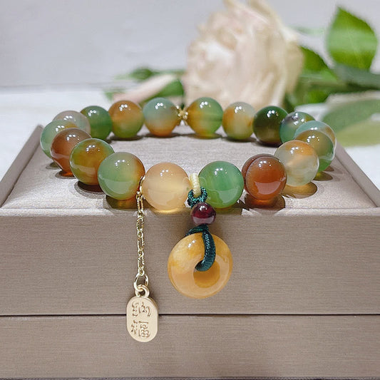 Buddhist Blessing Peacock Agate Topaz Peace Buckle Nafu Balance Bracelet