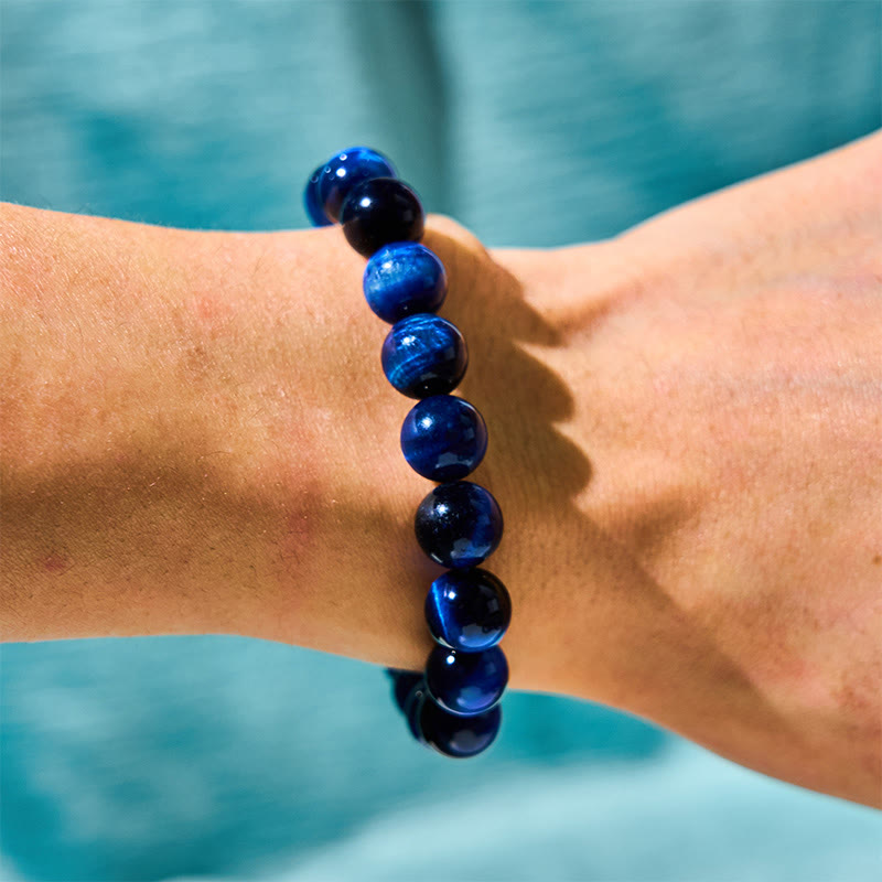 Buddhist Blessing Blue Tiger Eye Protection Bracelet