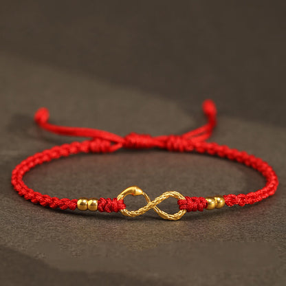 Buddhist Blessing 999 Gold Year of the Snake Eternal Endless Knot Infinity Handmade Luck Bracelet