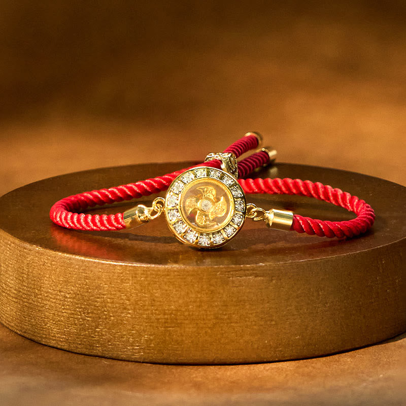 Buddhist Blessing Copper Brass Feng Sheng Shui Qi Rotatable Windmill  Red String Faith Braided Bracelet
