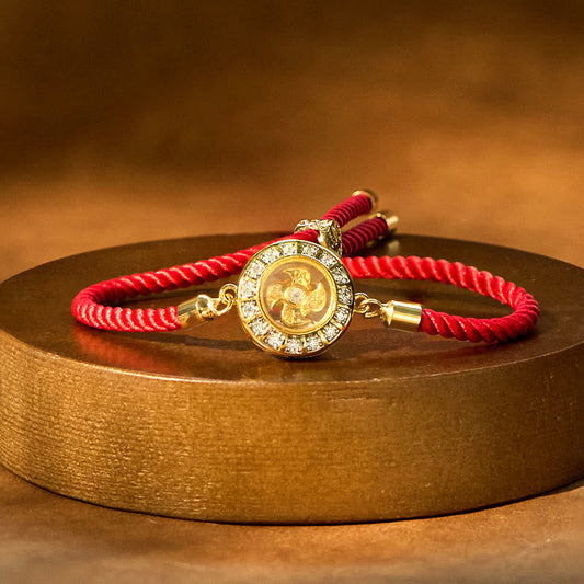 Buddhist Blessing Copper Brass Feng Sheng Shui Qi Rotatable Windmill  Red String Faith Braided Bracelet