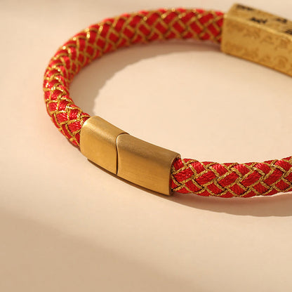 Buddhist Blessing Tibetan Om Mani Padme Hum Various Colors Rope Gold Thread Diamond Knot Luck Buckle Bracelet
