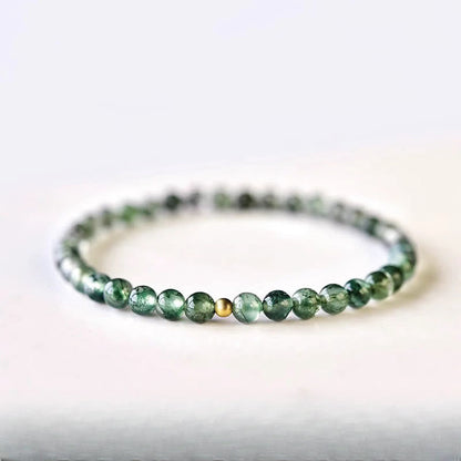 Buddhist Blessing Moss Agate Lucky Bead Soothing Bracelet