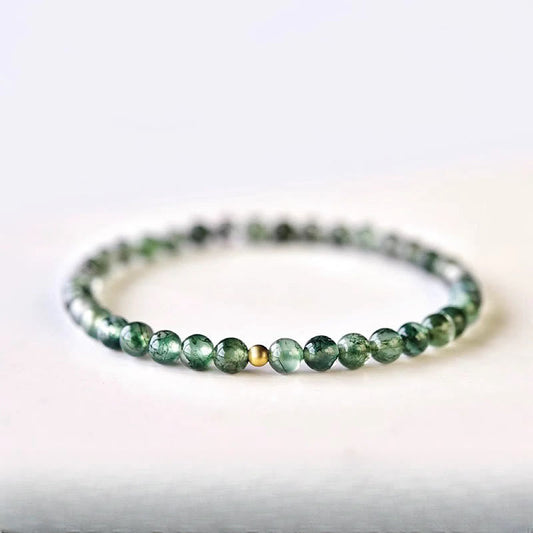 Buddhist Blessing Moss Agate Lucky Bead Soothing Bracelet