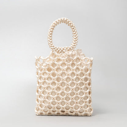 Buddhist Blessing Hand-woven Lozenge Wooden Beads Handbag