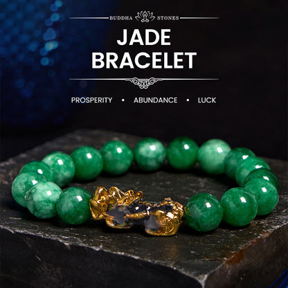 Buddhist Blessing FengShui PiXiu Jade Protection Bracelet
