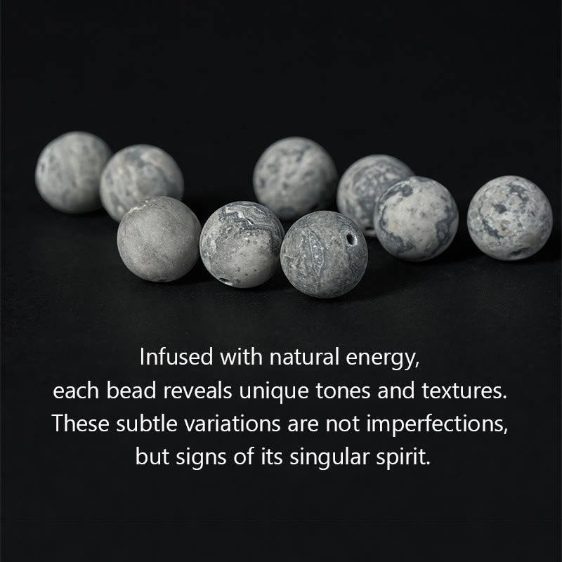 Buddhist Blessing Natural Frosted Grey Jasper Buddha Face Healing Protection Bracelet