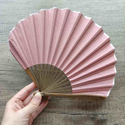 Buddhist Blessing Retro Solid Color Shell Shape Handheld Bamboo Folding Fan