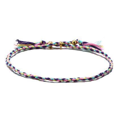 Buddhist Blessing Handmade Colorful Rope Braided Tassel Adjustable Harmony Bracelet