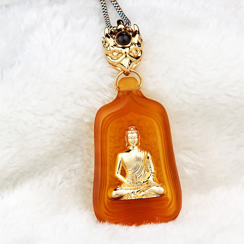 Buddhist Blessing Tibetan Medicine Buddha Liuli Crystal Compassion Serenity Necklace Pendant