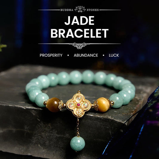 Buddhist Blessing Jade Yellow Tiger Eye Prosperity Bracelet