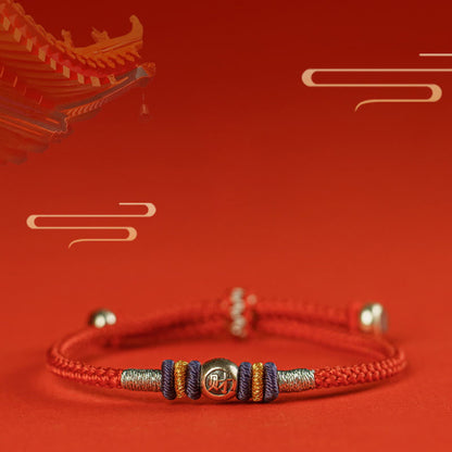 Buddhist Blessing Red String Chinese Characters Protection Bracelet