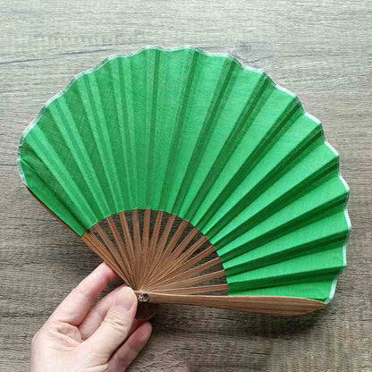 Buddhist Blessing Retro Solid Color Shell Shape Handheld Bamboo Folding Fan
