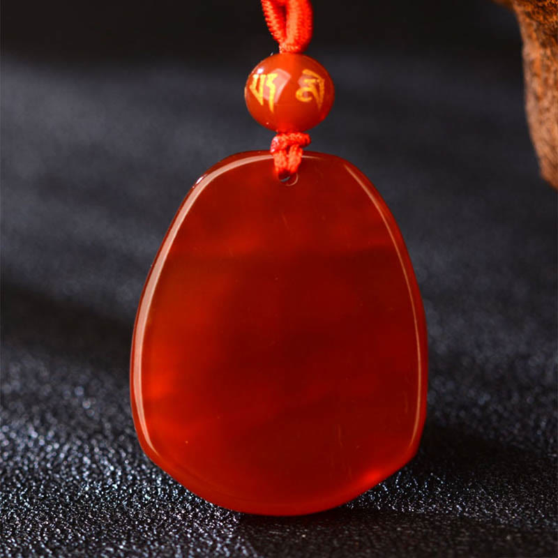 Buddhist Blessing Chinese Zodiac Red Agate Calm Necklace Pendant