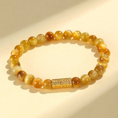 Buddhist Blessing Tiger Eye Fu Character Bamboo Koi Fish Lotus Om Mani Padme Hum Protection Bracelet