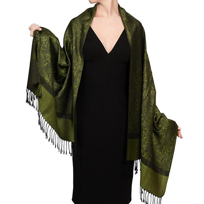 Buddhist Blessing Tibetan Cashew Jacquard Tassels Shawl Spring Fall Winter Warm Cozy Scarf Wrap