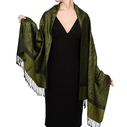 Buddhist Blessing Tibetan Cashew Jacquard Tassels Shawl Spring Fall Winter Warm Cozy Scarf Wrap