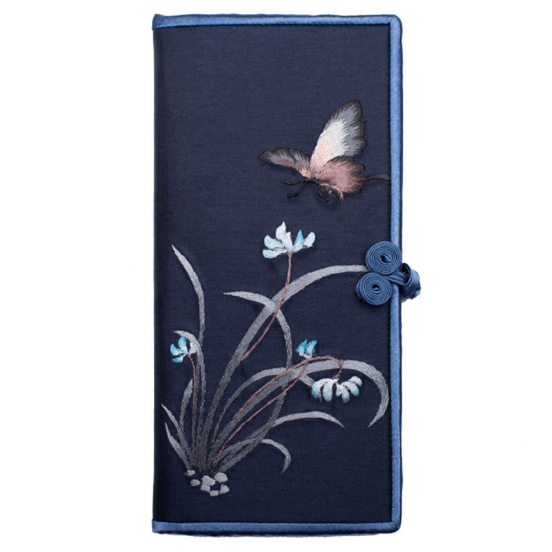 Buddhist Blessing Butterfly Orchid Su Embroidery Journey Shopping Purse Handbag