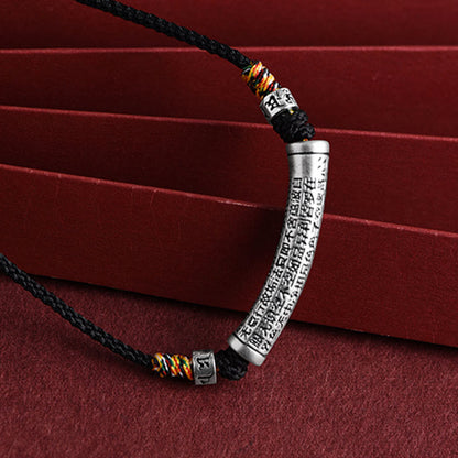 Buddhist Blessing 999 Sterling Silver Six True Word Heart Sutra String Necklace Pendant