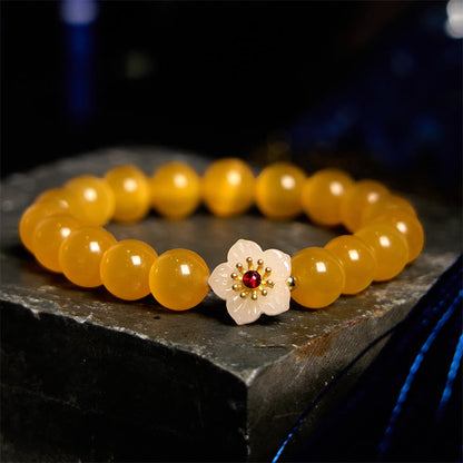 Buddhist Blessing Cat's Eye Chrysoberyl Flower Love Bracelet
