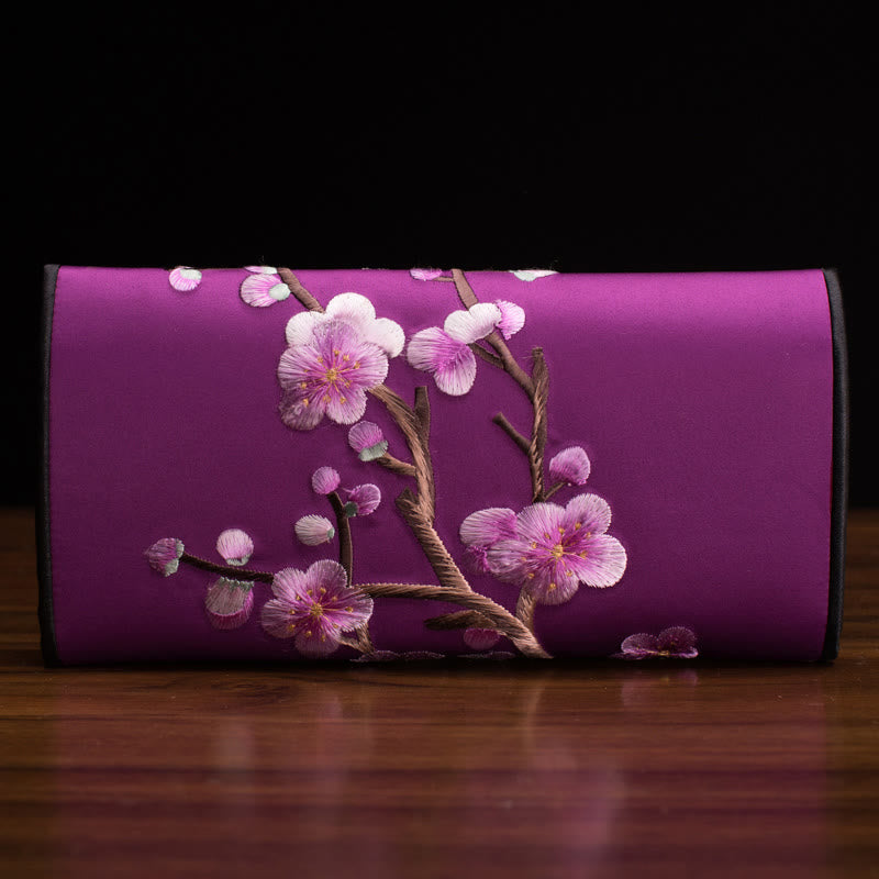 Buddhist Blessing Plum Bossom Su Embroidery Journey Shopping Long Purse Handbag
