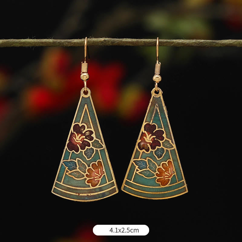 Buddhist Blessing Lotus Butterfly Flower Alloy Copper Enlightenment Drop Earrings