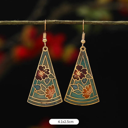 Buddhist Blessing Lotus Butterfly Flower Alloy Copper Enlightenment Drop Earrings