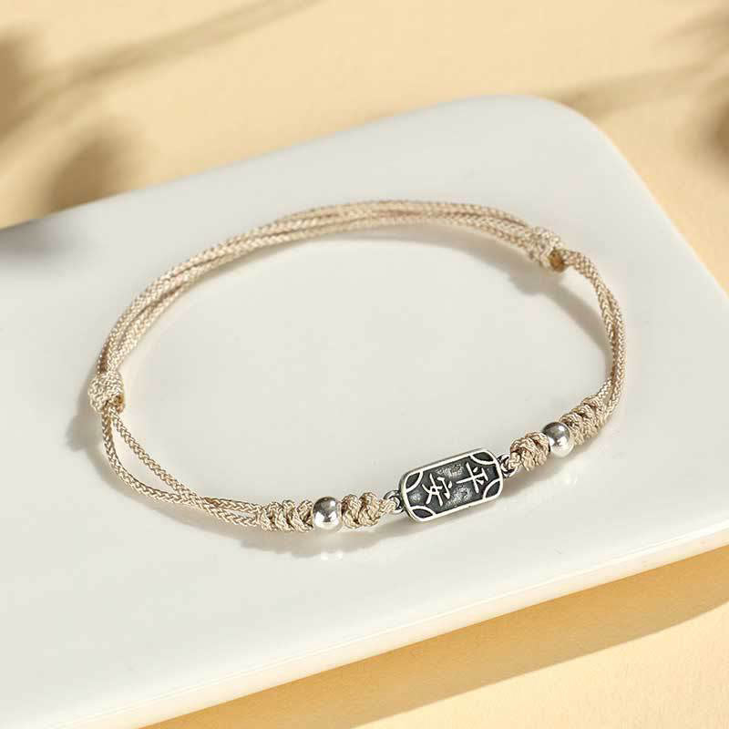 Buddhist Blessing Handmade 925 Sterling Silver Peace And Joy Safe Well Protection Braided Bracelet