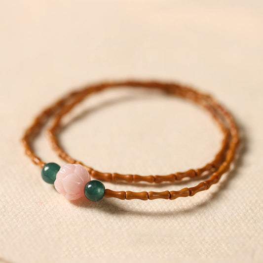 Buddhist Blessing Ultra-fine Olive Pit Lotus Inner Strength Double Circle Bracelet
