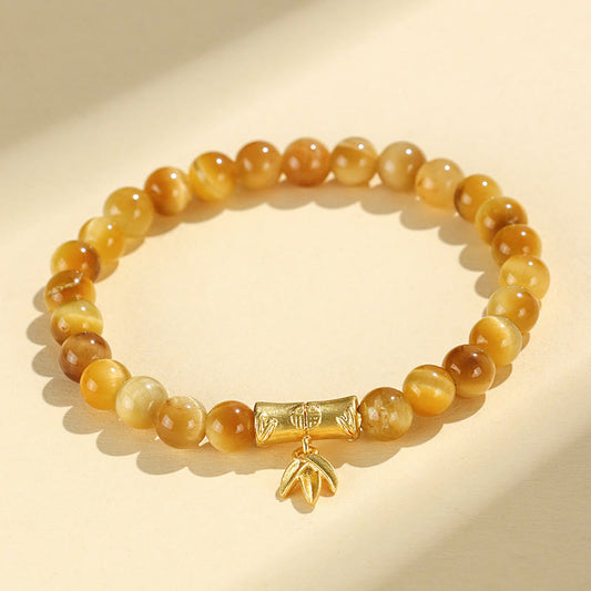 Buddhist Blessing Tiger Eye Fu Character Bamboo Koi Fish Lotus Om Mani Padme Hum Protection Bracelet