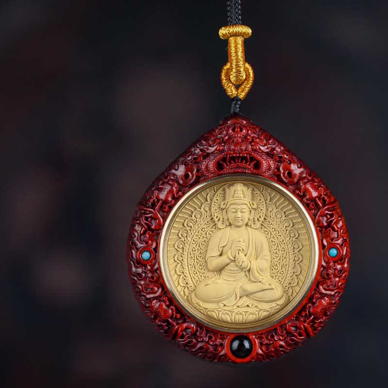Buddhist Blessing Chinese Zodiac Natal Buddha Small Leaf Red Sandalwood Ebony Longevity Necklace Pendant