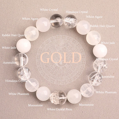 Buddhist Blessing Five Elements Various Agate Crystal Green Strawberry Quartz Moss Agate Green Phantom Luck Bracelet