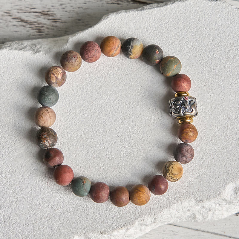 Buddhist Blessing Natural Picasso Jasper Buddha Face Energy Bracelet