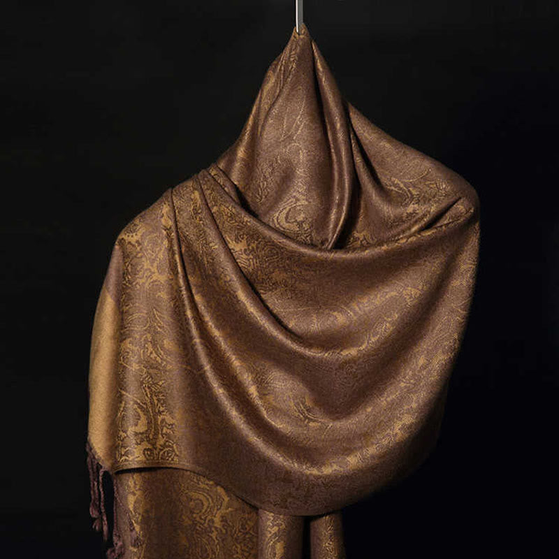 Buddhist Blessing Tibetan Cashew Jacquard Tassels Shawl Spring Fall Winter Warm Cozy Scarf Wrap