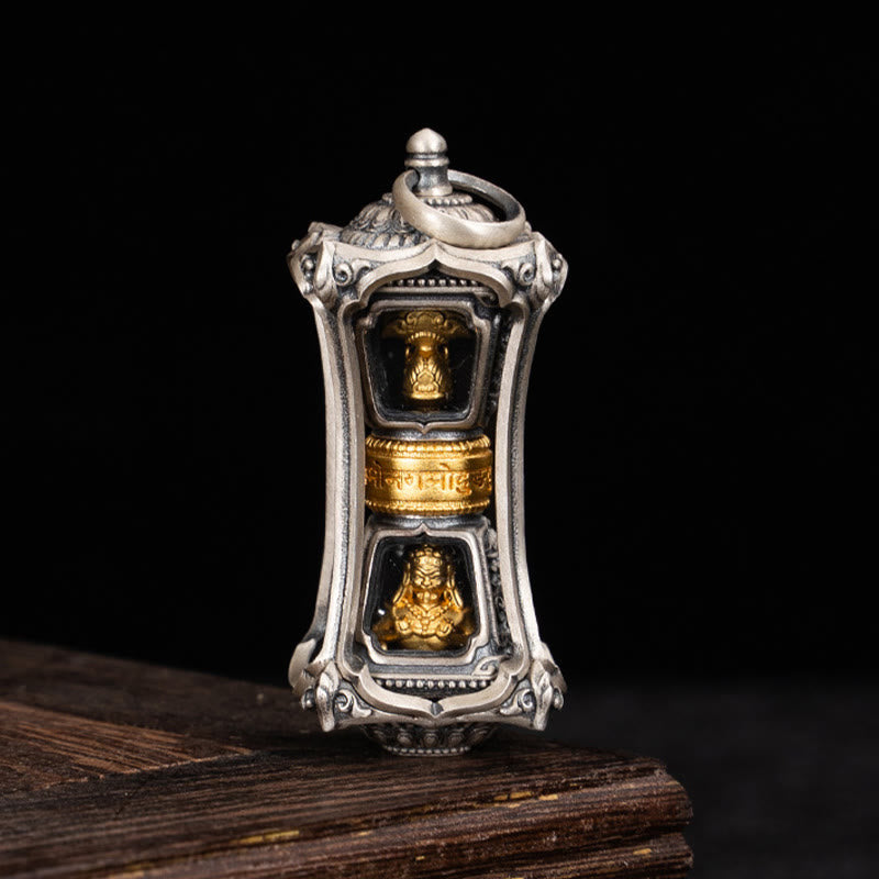 Buddhist Blessing 925 Sterling Silver Tibetan Zakiram Goddess of Wealth Blessing Necklace Pendant