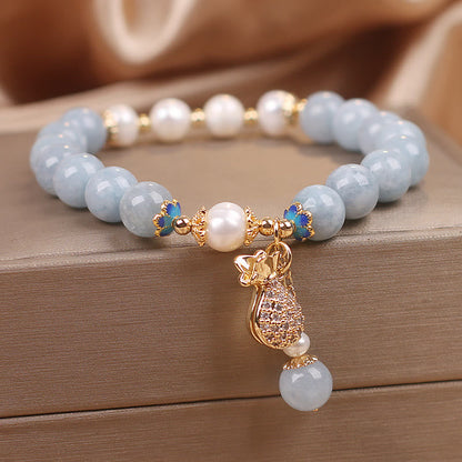 Buddhist Blessing Inner Peace And Stress Relief Aquamarine Jade Blue Bracelet Bangle Bundle