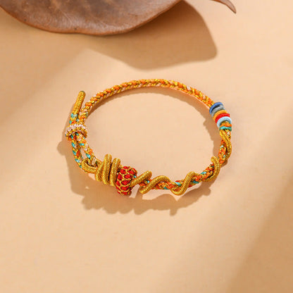 Buddhist Blessing Colorful String Snake Dragon Year of the Snake Luck Bracelet