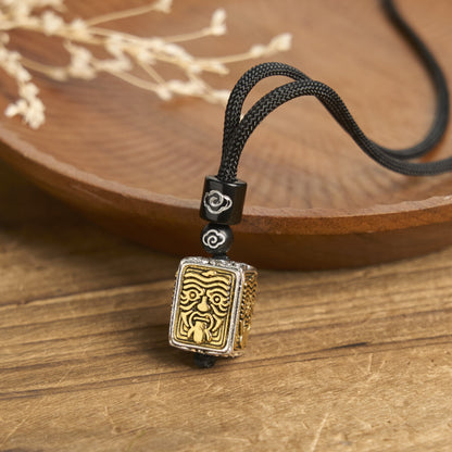 Buddhist Blessing Tibetan Zakiram Goddess Of Wealth Protection Rope Square Necklace Pendant