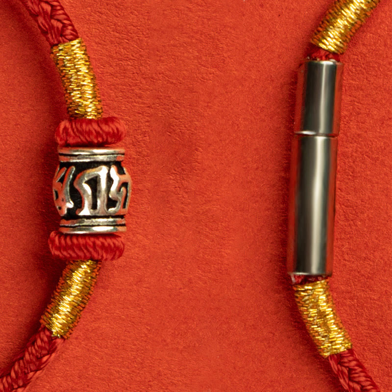 Buddhist Blessing Red String Black String Six True Words 925 Sterling Silver Peace Bracelet