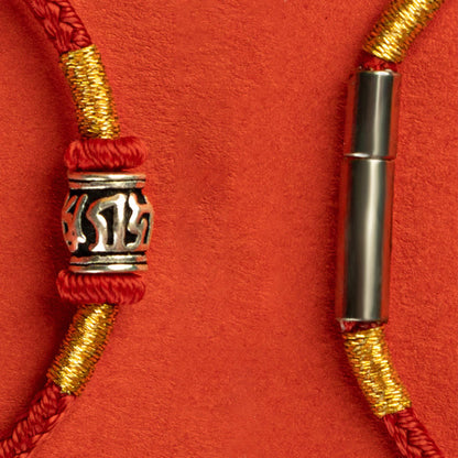 Buddhist Blessing Red String Black String Six True Words 925 Sterling Silver Peace Bracelet