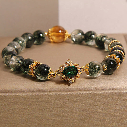 Buddhist Blessing Green Phantom Green Crystal Confidence Bracelet